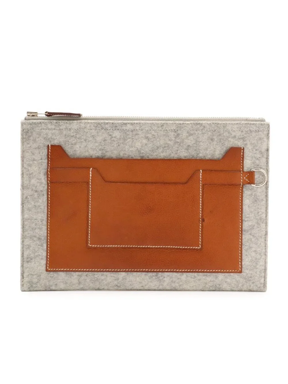 Hermes Toodoo 29 Clutch Second Pouch Business Felt Veau Epsom Light Gray Brown